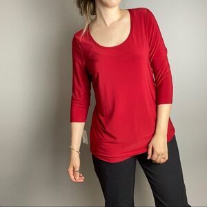NWT Red loose fitting 3/4 sleeve scoop neck top shirt